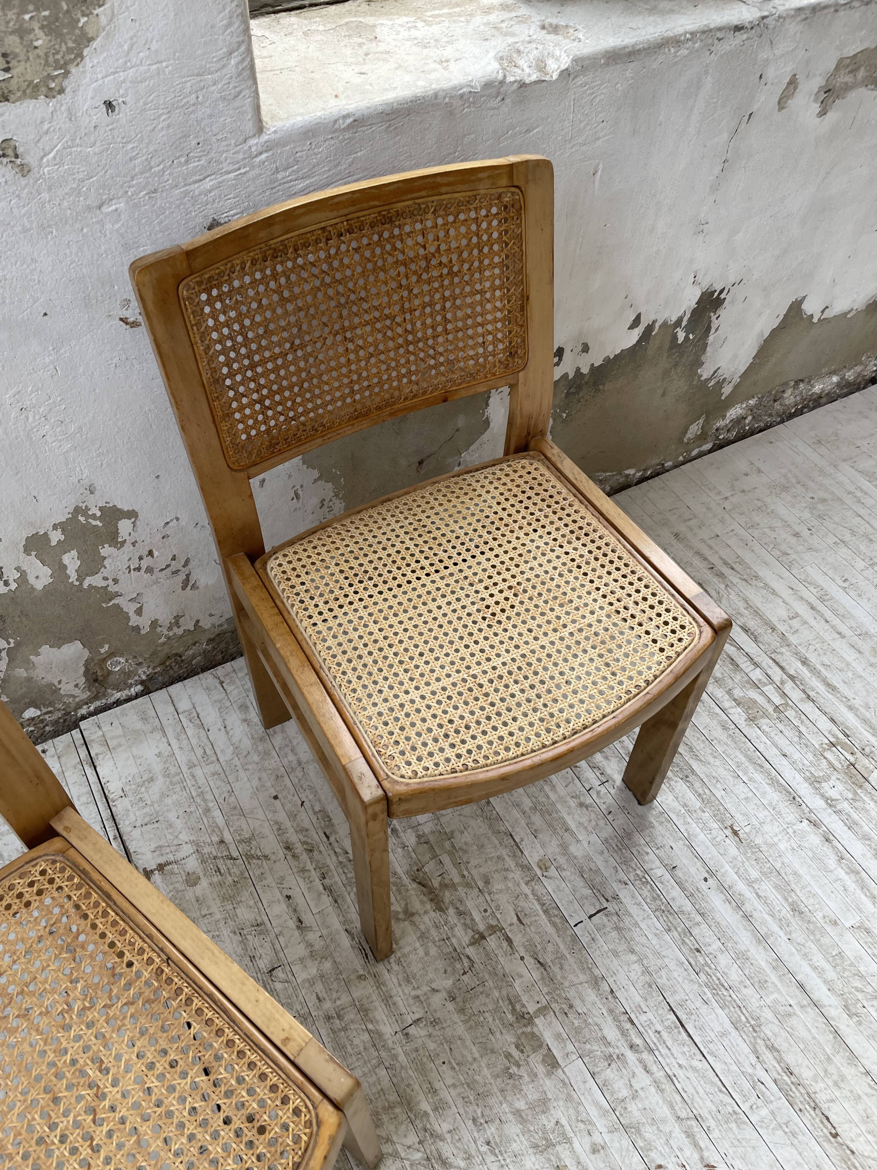 Pair of Baumann chairs beech and cannage