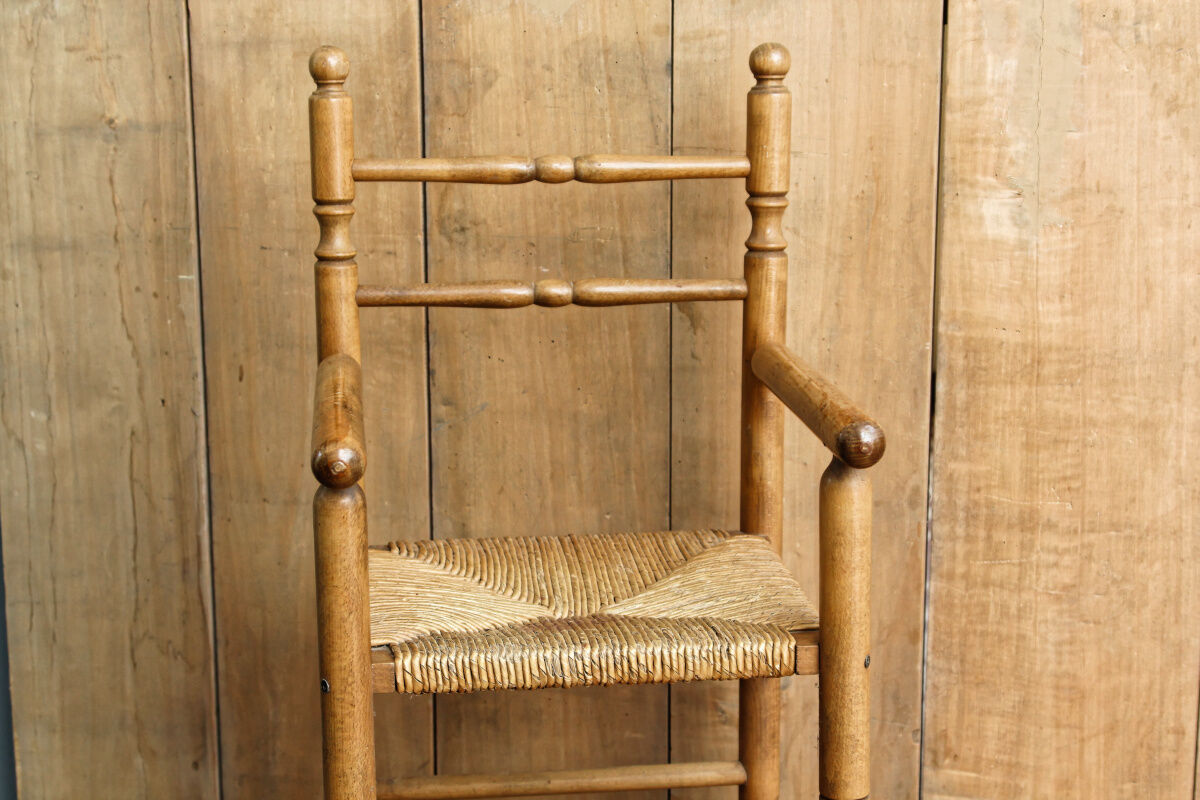 Mulched high chair, turned wood