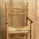 Mulched high chair, turned wood