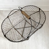 Panier en métal et bois ancien