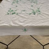 Antique square tablecloth with embroidered appliqué - 107x107 cm - Cotton