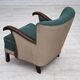 1950s, Danish armchair, original green/beige furniture wool, beech wood.