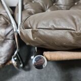 Pair of chrome and leather vintage chairs