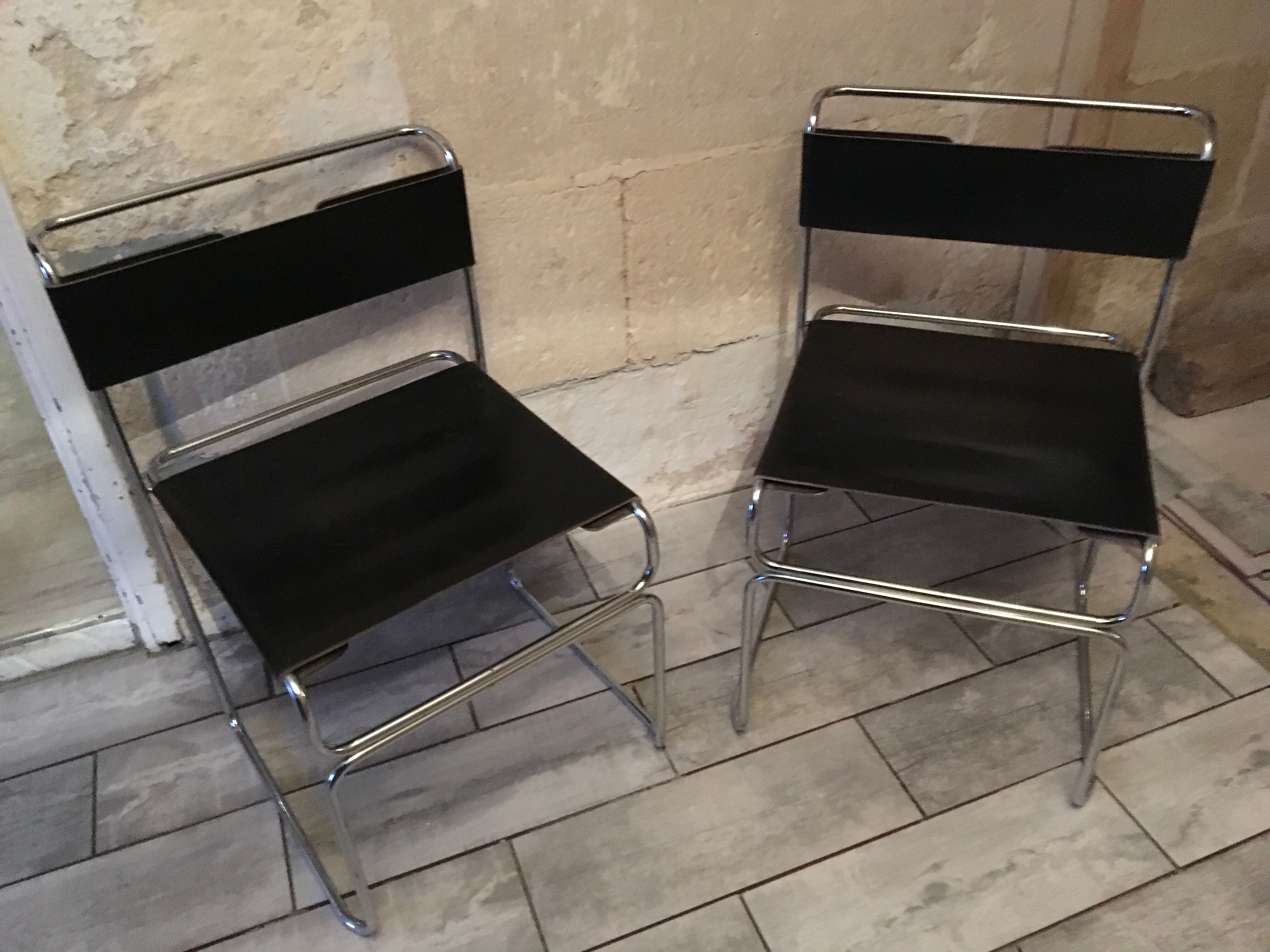 Set of 6 80s leather chairs