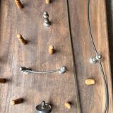 Wooden spinning top and skittles collection game