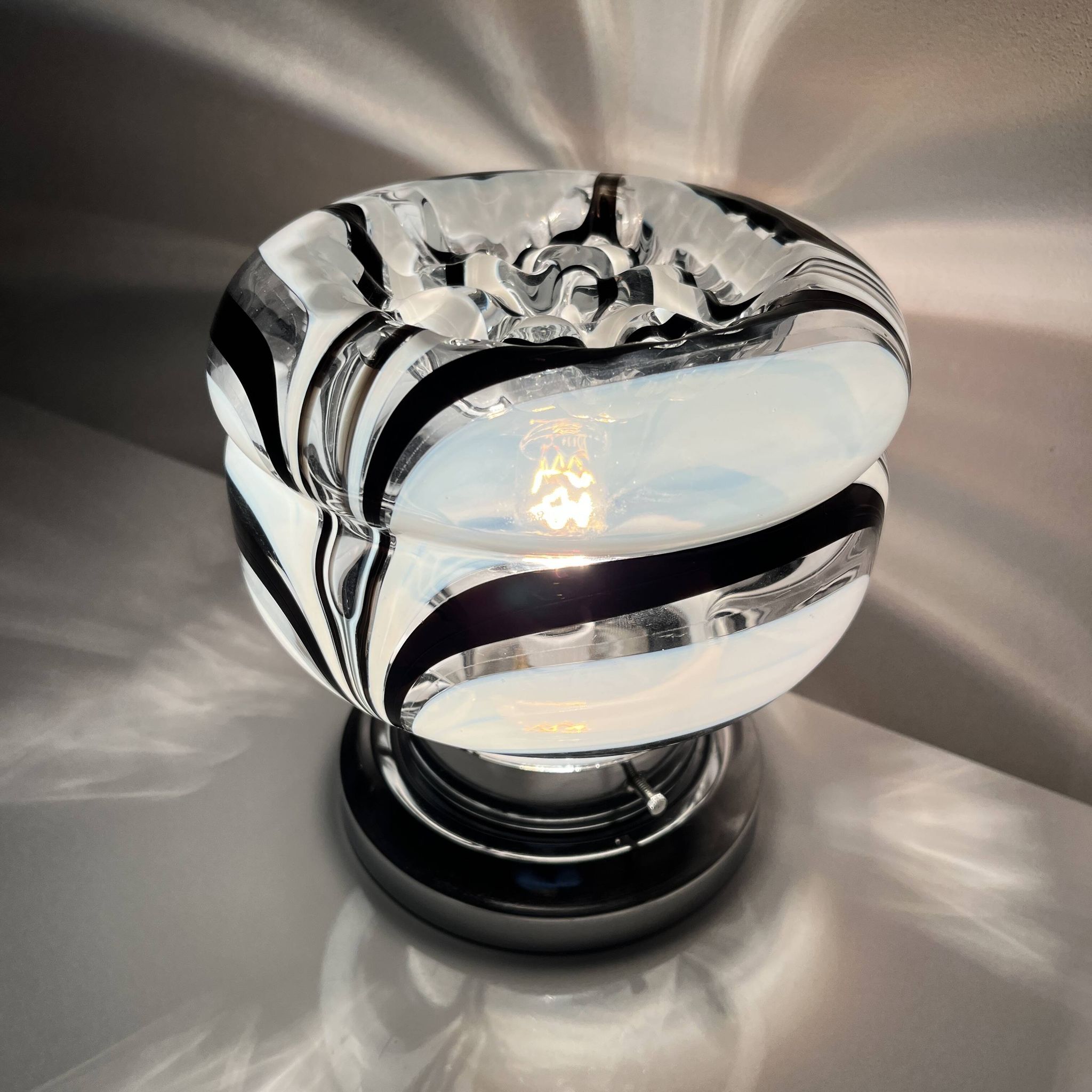 Side lamp Chromed metal and blown glass Murano Italy circa 1970