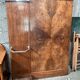 Art deco entrance wardrobe in mahogany veneer with 6 partères, double rod and mirror - 1940
