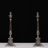 Antique Silver plated France church candle sticks 1850s