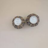 Pair of small openwork vases in glazed earthenware – Made in Italy