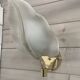 Set of 3 Murano glass wall lamps in white and brass, 1970s.