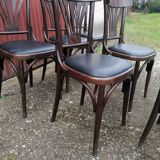 Set of 6 vintage black leatherette bistro chairs