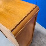 Art Deco serving trolley, cupboard on wheels in light wood.