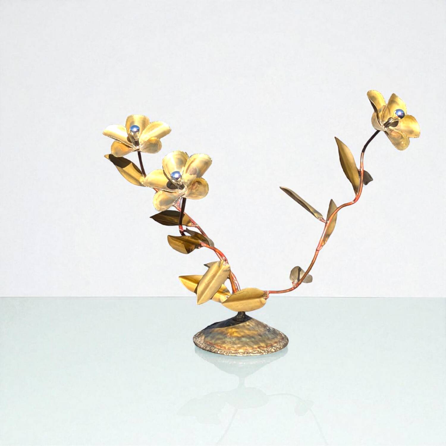 Vintage Brass Flower Floor Lamp - Hollywood Regency Style 1960s/1970s