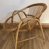 Fauteuil coquille en rotin