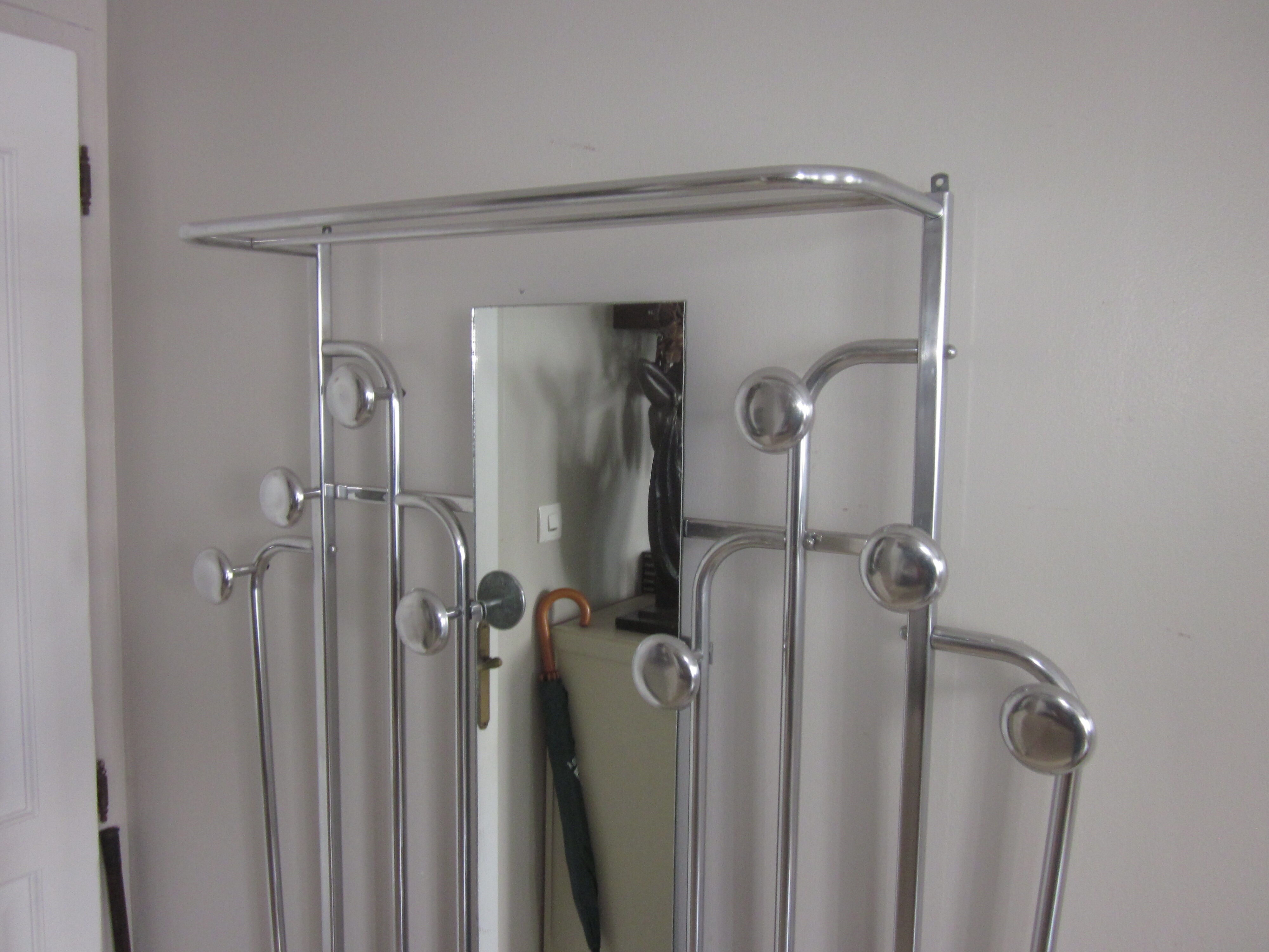 Aluminum coat rack from the 1950s