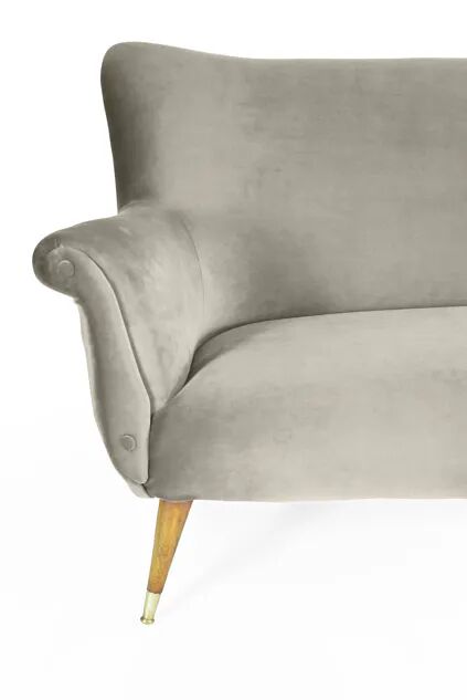 3-seater velvet sofa, original, over 60 years old, grey.