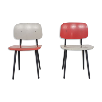 Set of two Friso Kramer for Ahrend de Cirkel "revolt"dining chairs, The Netherlands 1950's