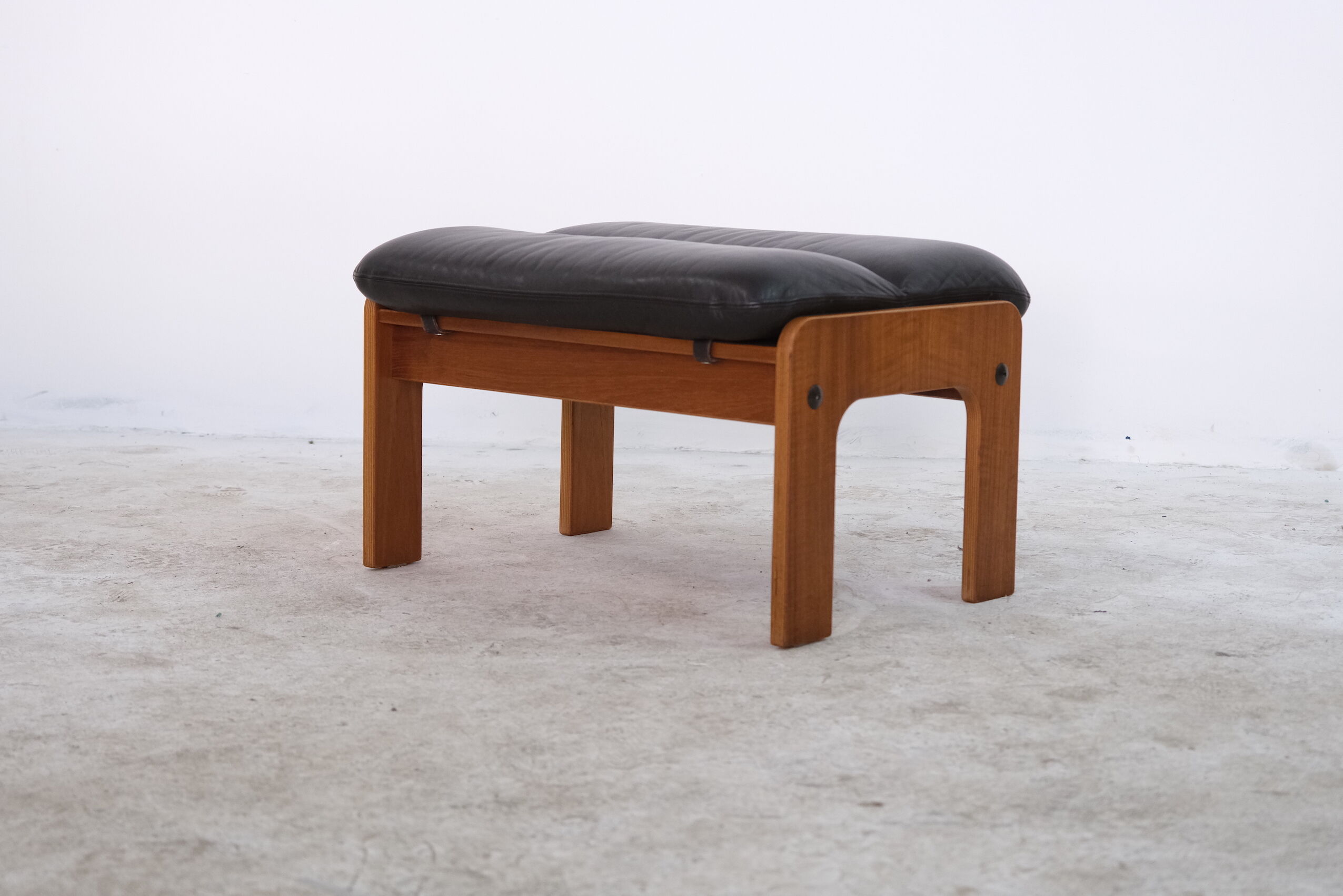 Mid-Century Leather Ottoman, 1970s