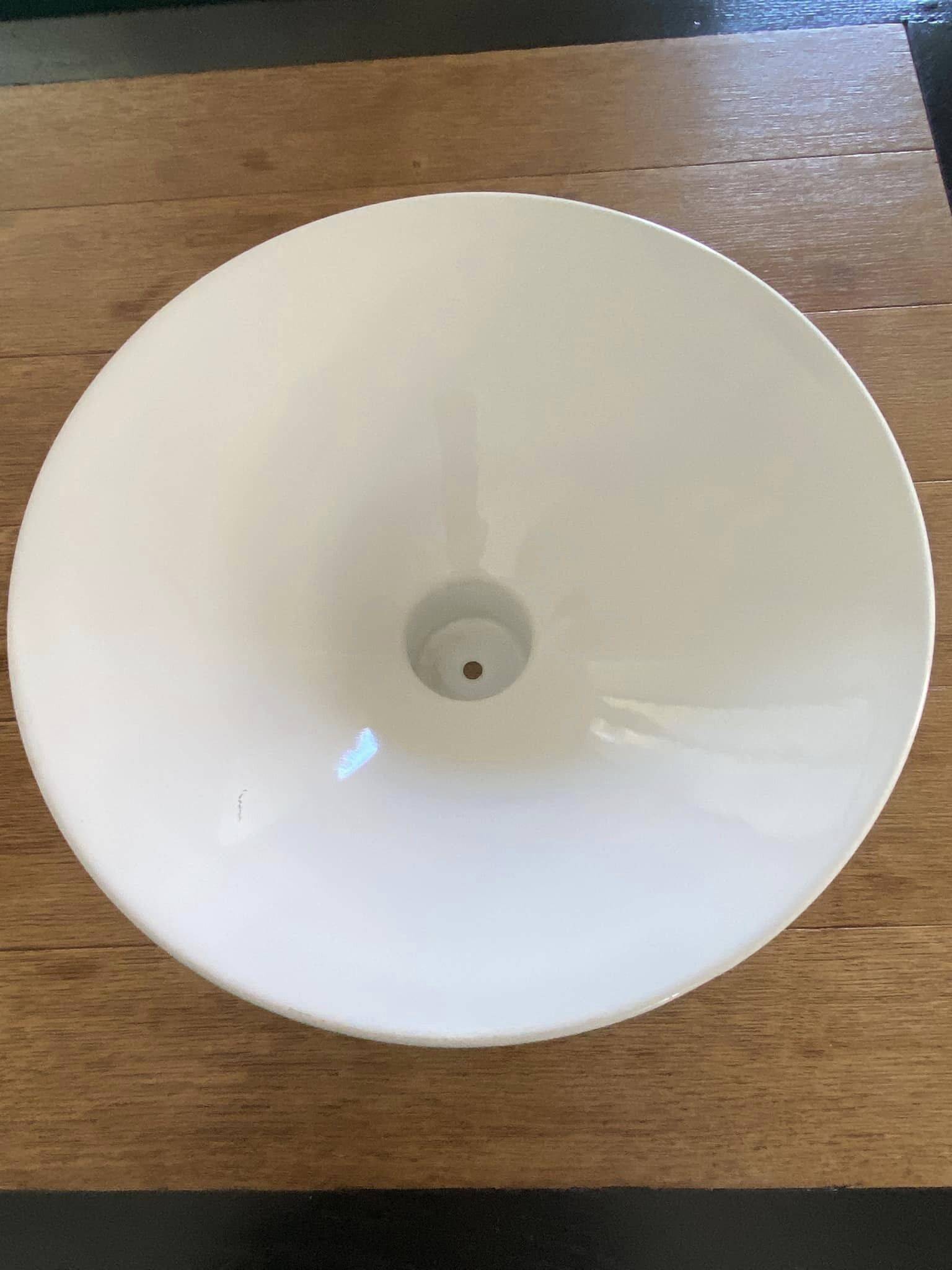 Industrial style metal lampshade. Almond green color.