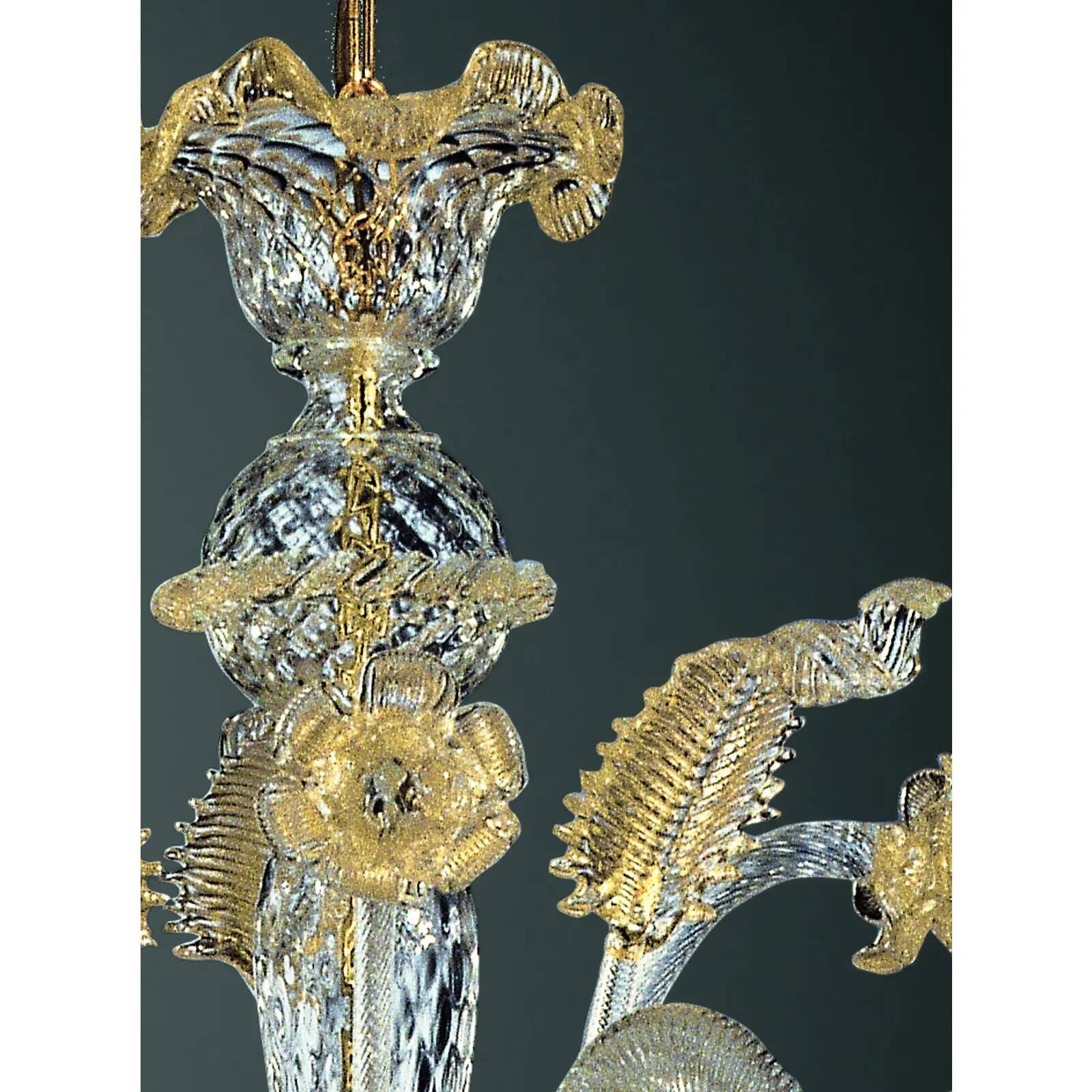 Luxury Venetian Floreal Gold-Leaf Murano Glass Chandelier