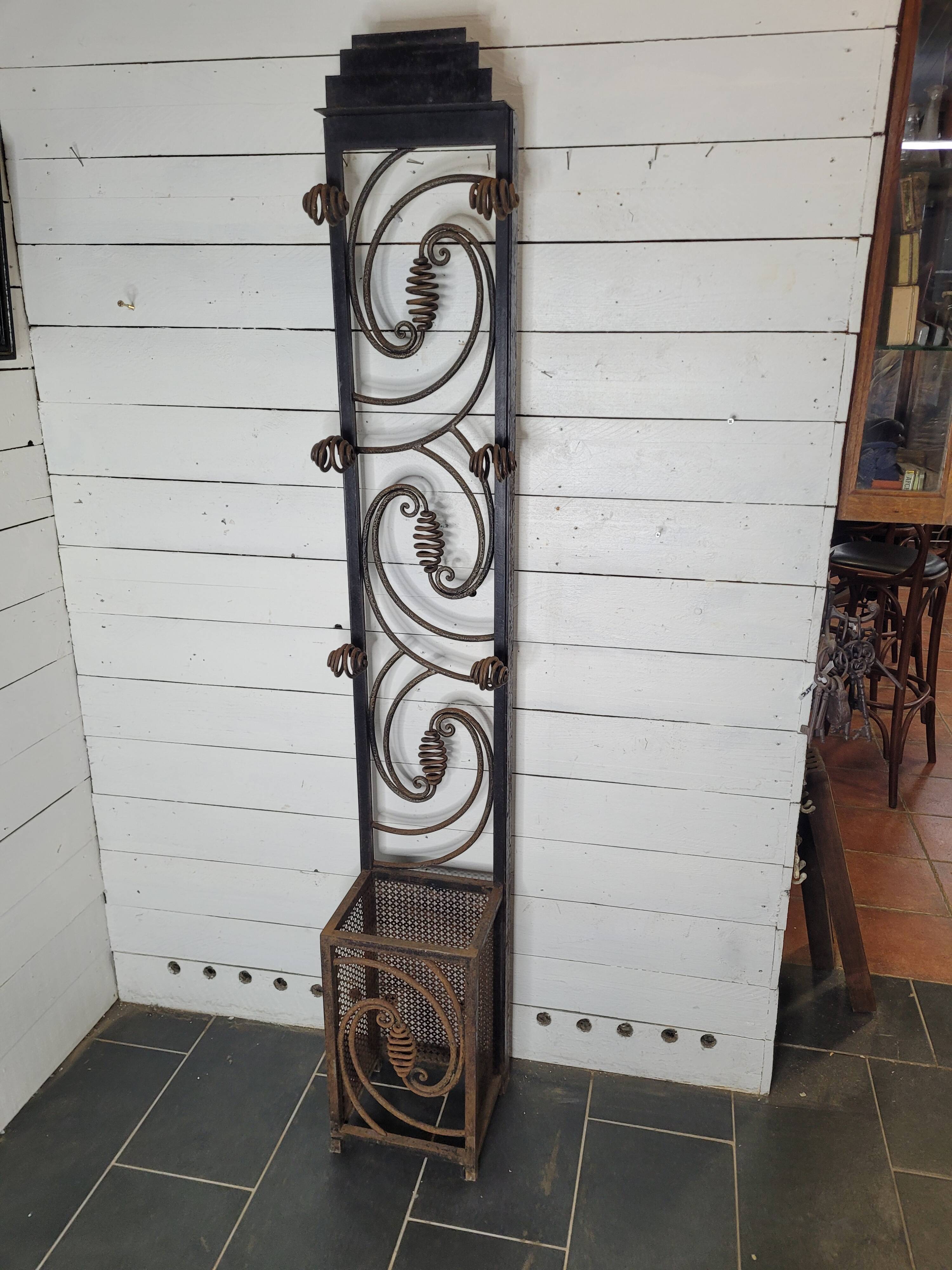 Art deco wrought iron coat rack from the 1930s
