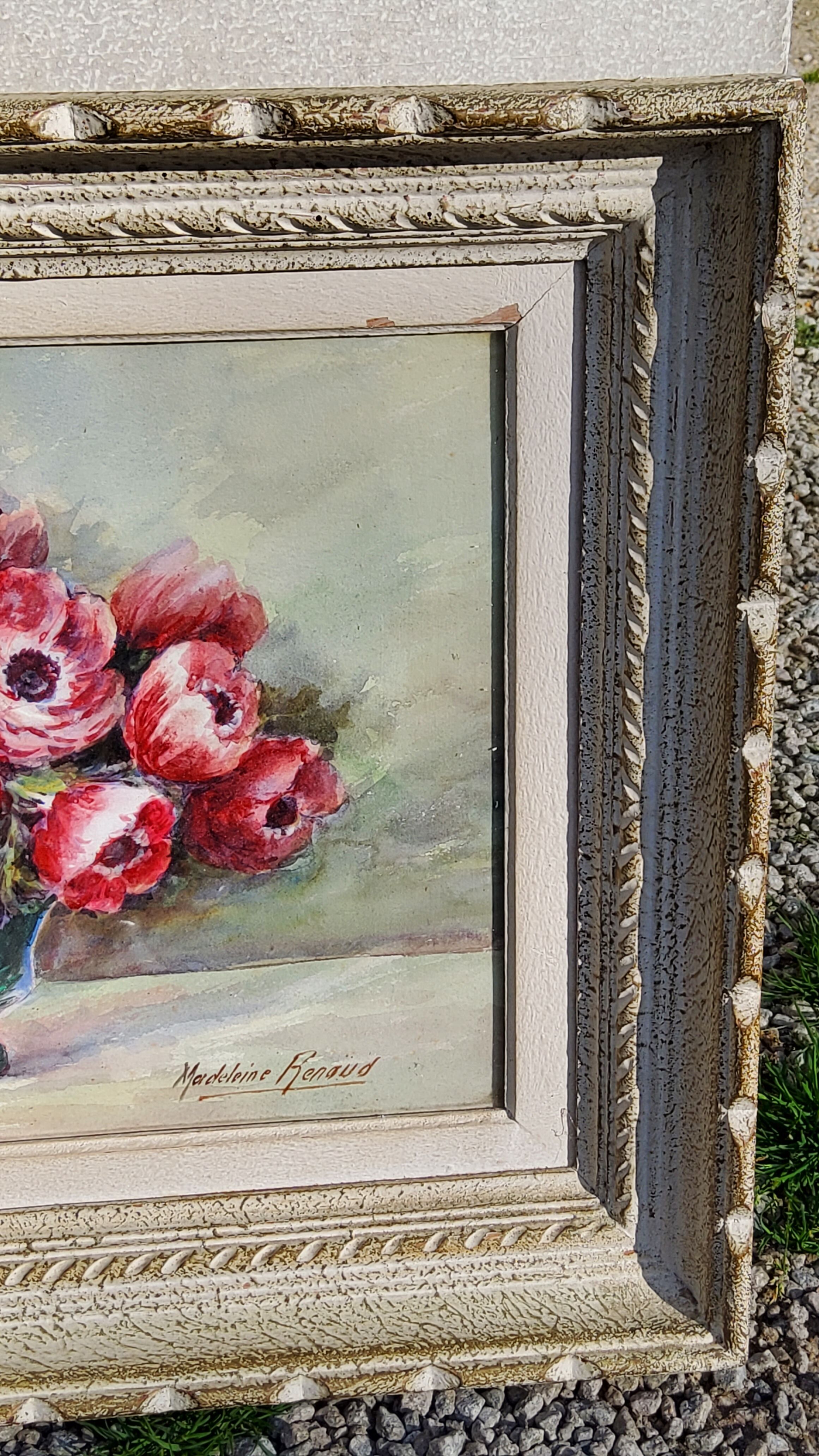 Tableau aquarelle de Madeleine Renaud milieu XXieme siècle