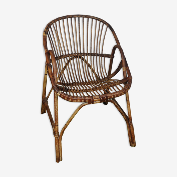 Vintage rattan shell chair