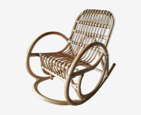 Rocking chair enfant en rotin vintage