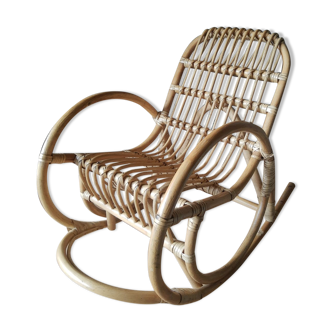 Rocking chair child in vintage rattan