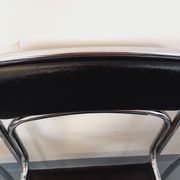 Set of 6 vintage Italian stackable chairs in chrome metal and skai.