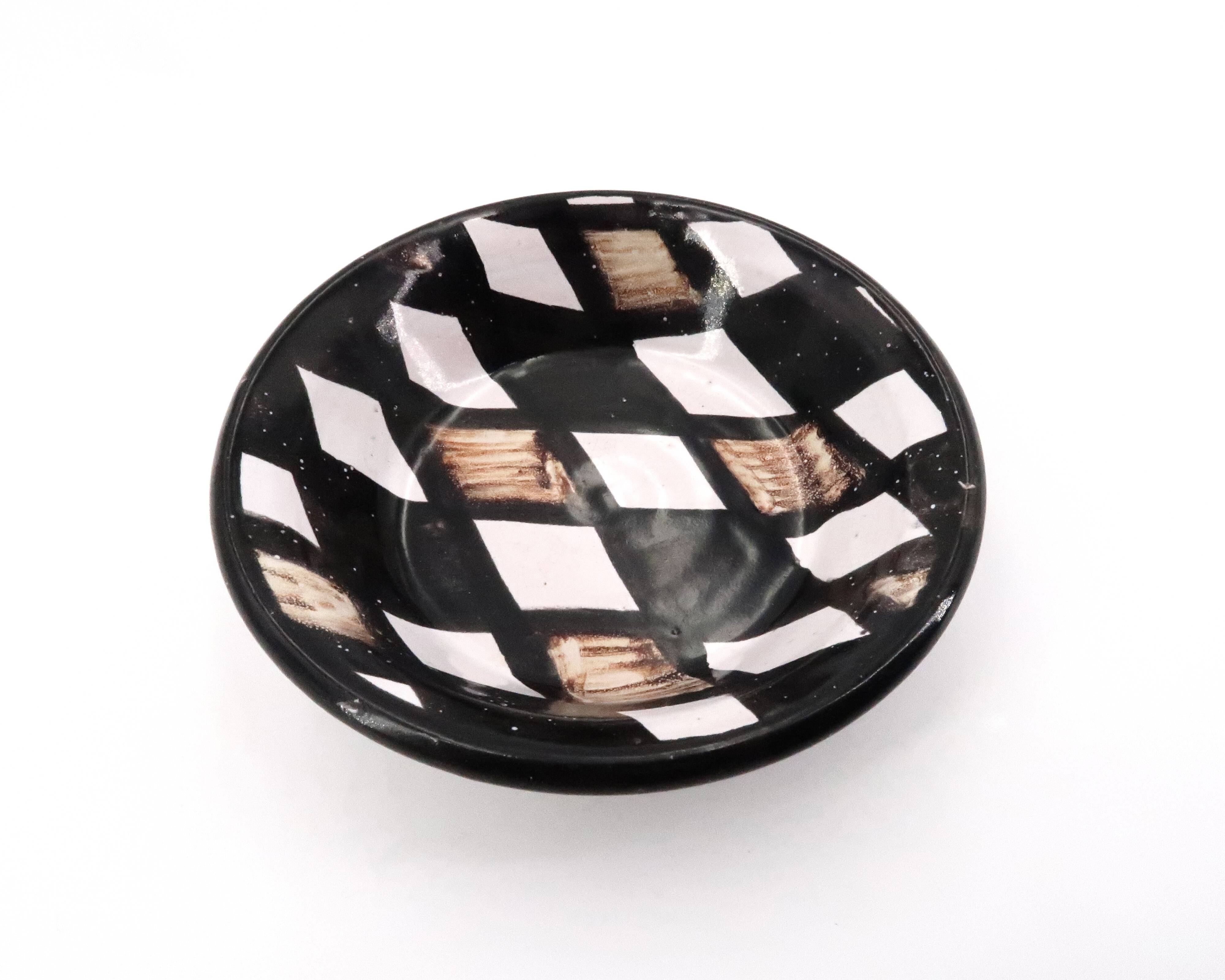 Ceramic checkerboard pocket emptier by Robert Picault, Vallauris