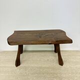 Brutalist solid wooden side table , 1970’s
