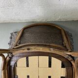 Colonial armchair in wood and canework