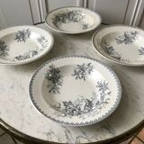 4 hollow plates Terre de Fer Company Ceramics model Thistle made in Holland late nineteenth