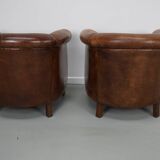 Vintage Dutch cognac coloured leather club chair, set of 2