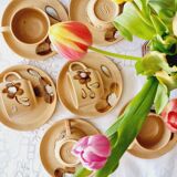 Set of 6 cups and 6 under cups in Sarreguemines sandstone