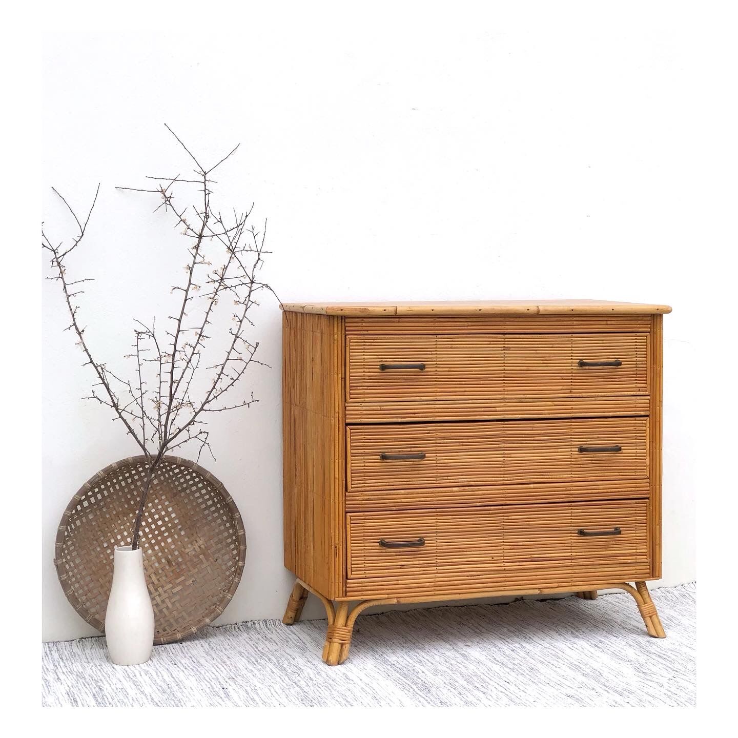 Vintage rattan chest of drawers