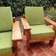 Pair of vintage brutalist armchairs in solid pine from the 80s DLG Regain