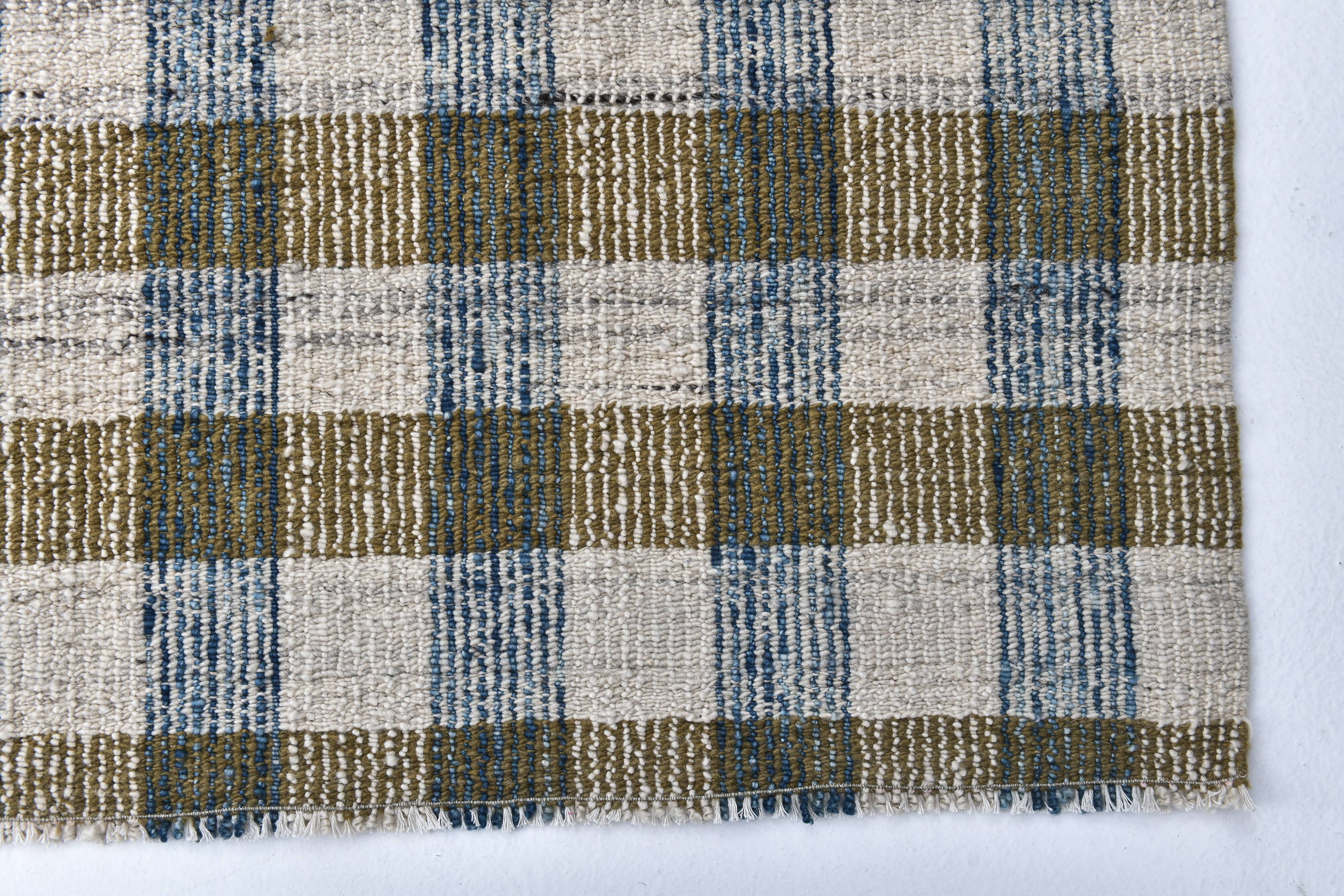 290x190 cm indigo blue mustard kilim carpet, wool made kilim rug.
