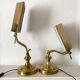 Pair of notary-style lamps in gilded metal