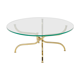 Table basse laiton doré verre de Georges Geffroy vers 1960