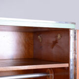 Turquoise Bauhaus three door wardrobe made in 1930s Czechia by Vichr a spol.
