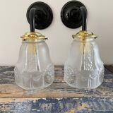 Pair of new electrified Art Deco wall lamps