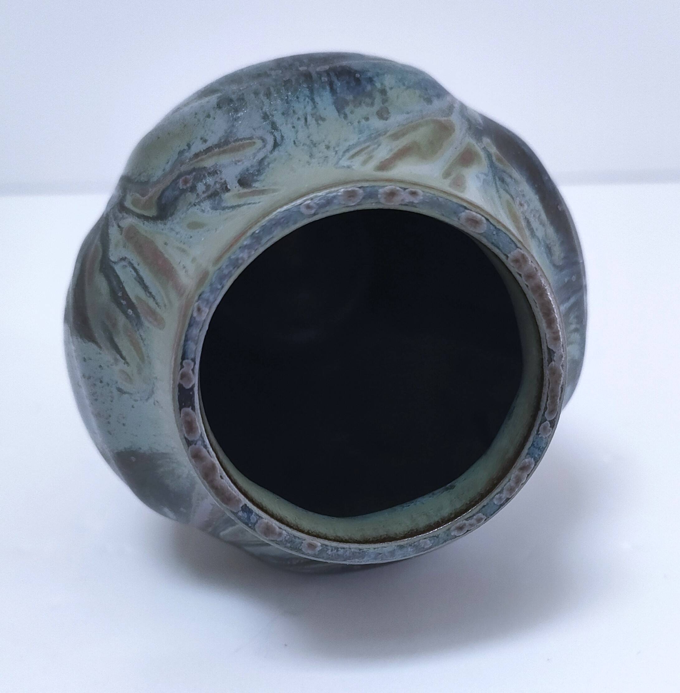 Denbac enameled stoneware vase signed 1930s