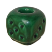 Vintage ceramic candle holder in the shape of a dy to play-green color-6cm x 6cm