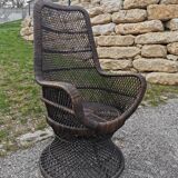 Wicker shell armchair