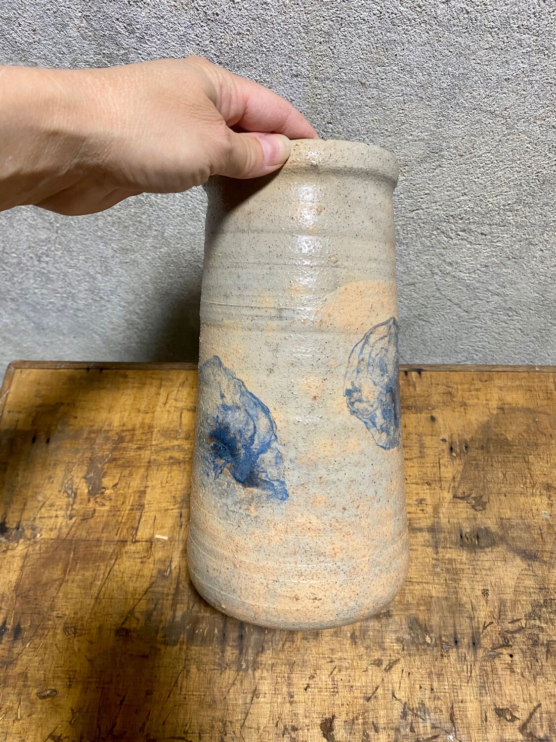 Ceramic vase with blue flowers