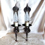 Medieval wrought iron wall lights / antique medieval lighting.