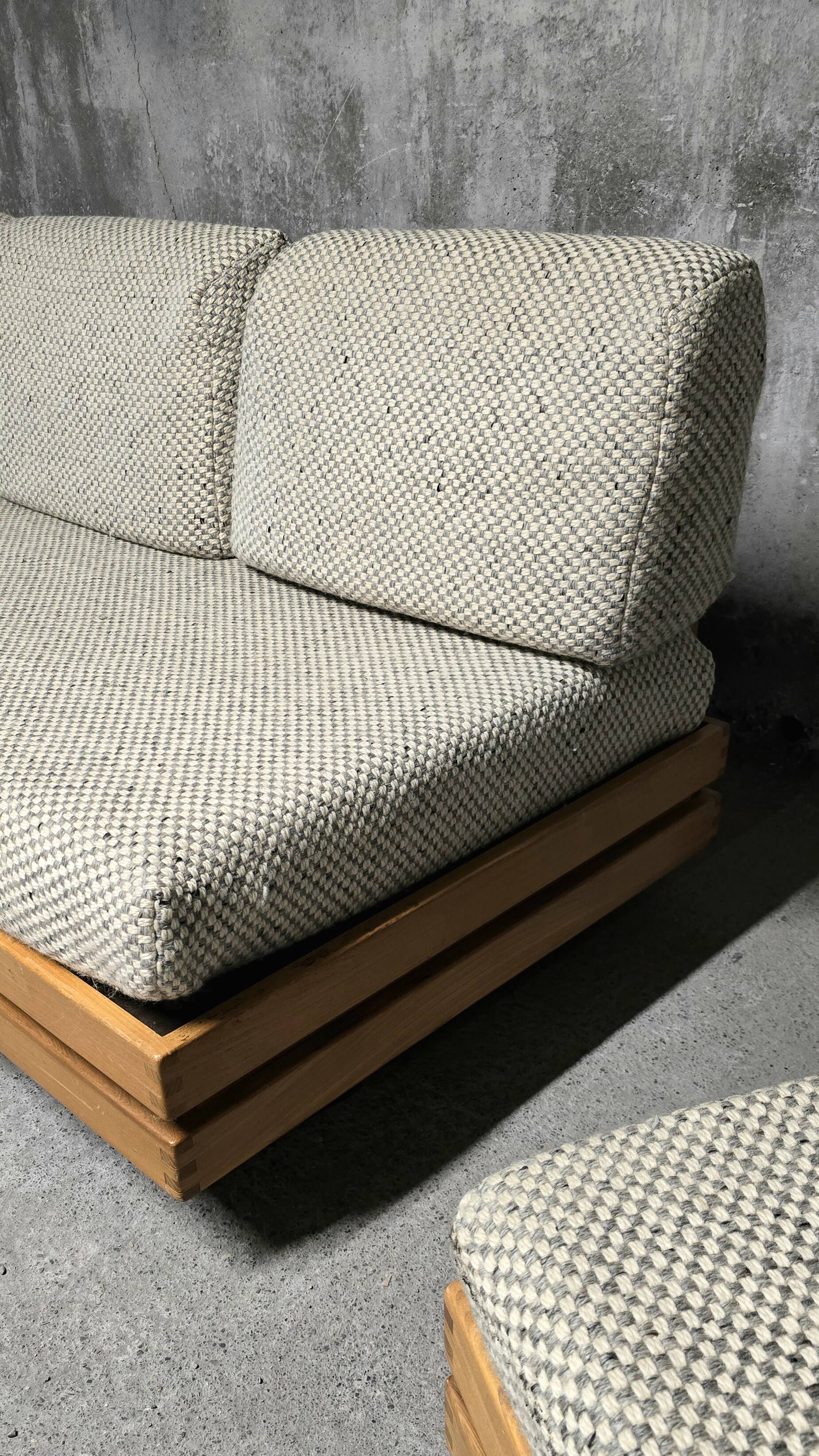 Sofa - daybed and armchair by Maison Regain 60/70 in vintage elm