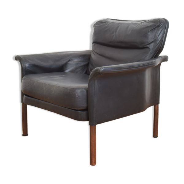 Fauteuil danois en teck et cuir